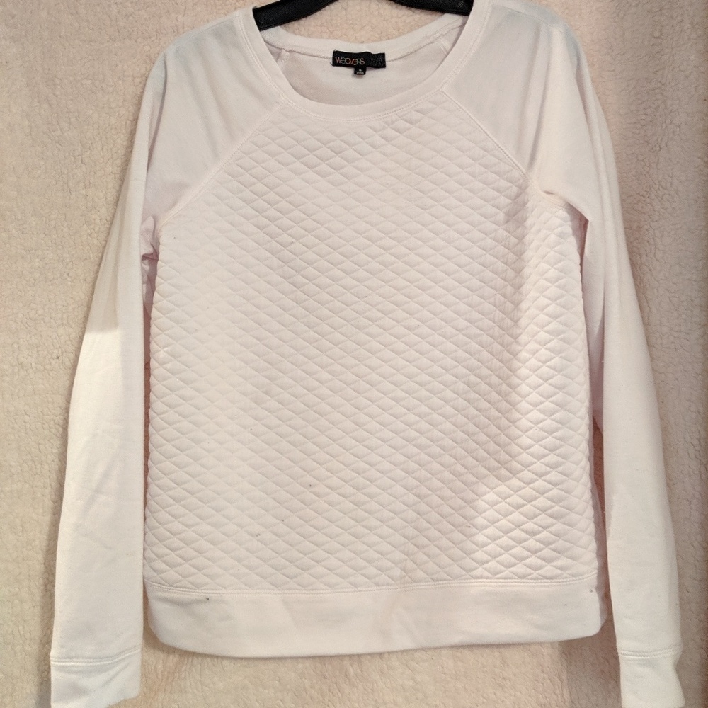 White woven front sweater